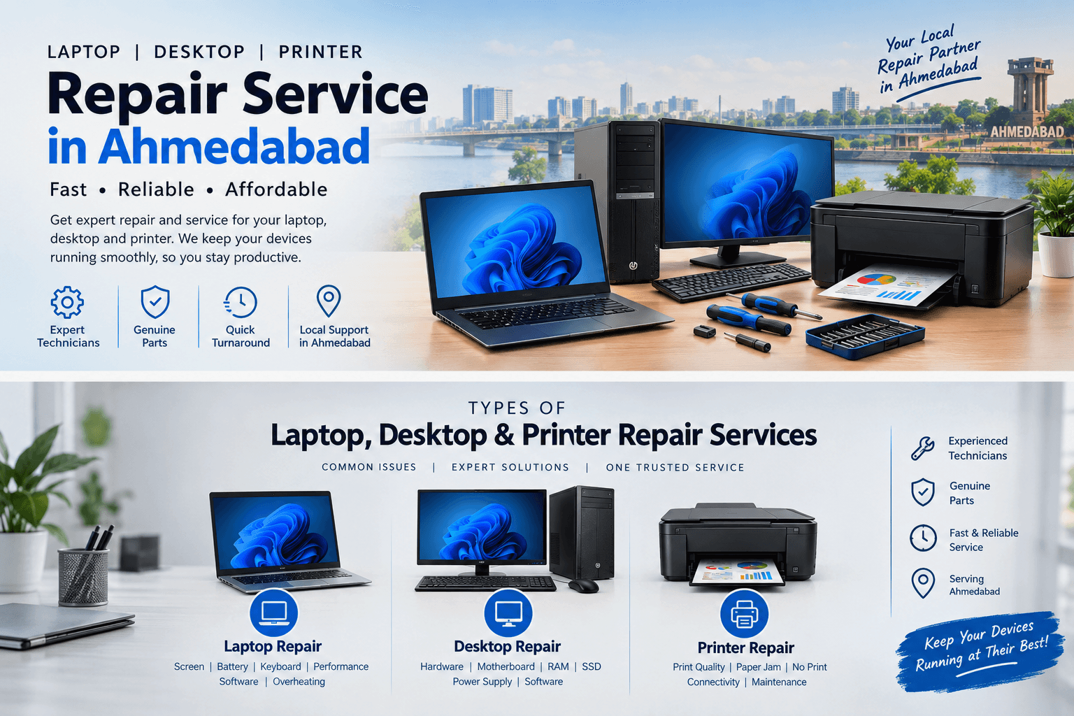 Laptop, Desktop & Printer Repair Services in Ahmedabad: Complete Guide to Computer Repair & Maintenance